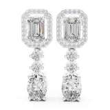 Emerald Dangle Lab Grown Diamond Earrings
