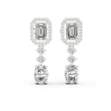 Emerald Dangle Lab Grown Diamond Earrings