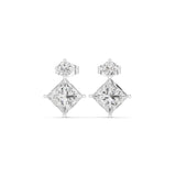 Princess & Round Stud Lab Grown Diamond Earrings