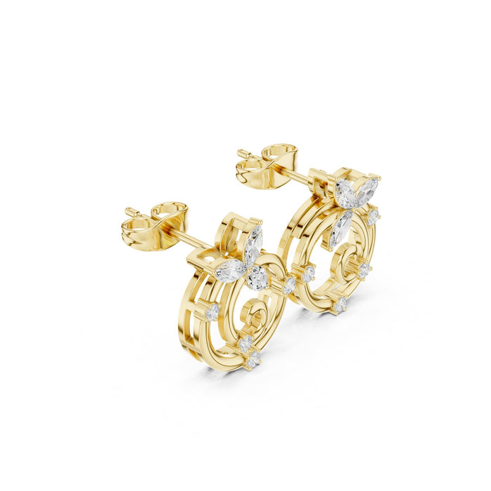 Marquise Floral Spiral Drop Earrings yellow gold video