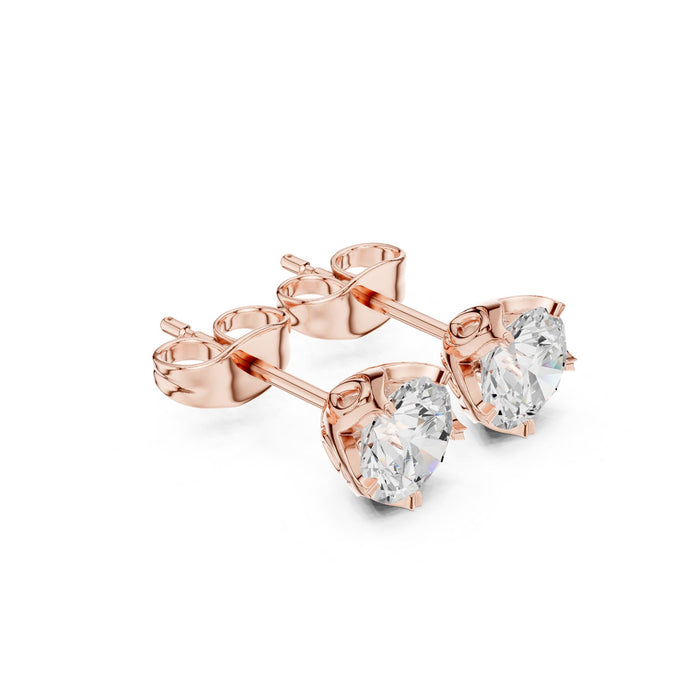 Round Diamond Solitaire Stud Earrings rose gold video