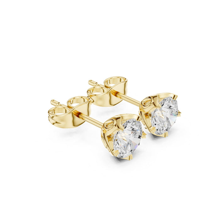 Round Diamond Solitaire Stud Earrings yellow gold video