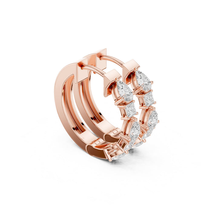 Princess & Pear Diamond Huggie Hoop Earrings rose gold video