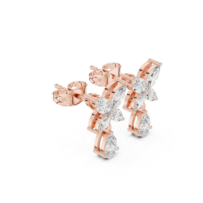 Marquise Butterfly Pear Drop Earrings rose gold video