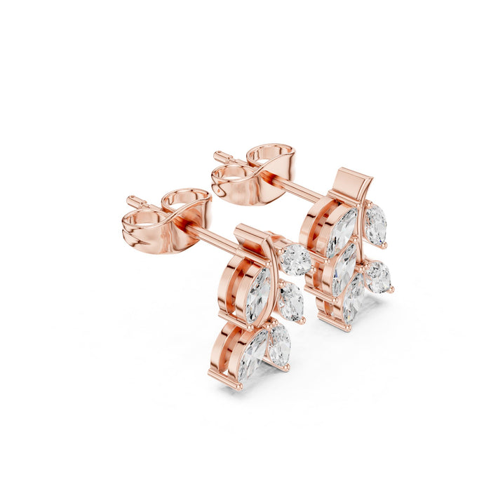 Marquise Diamond Leaf Vine Climber Earrings rose gold video