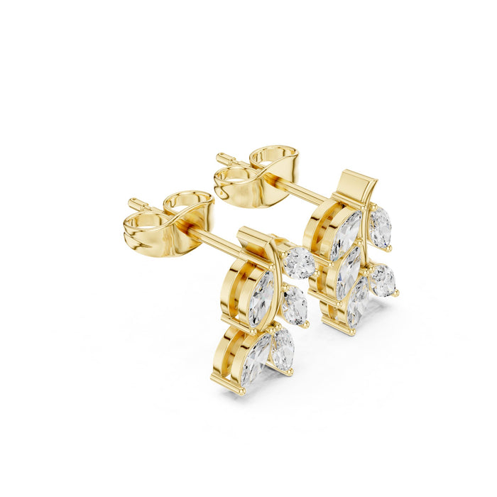 Marquise Diamond Leaf Vine Climber Earrings yellow gold video