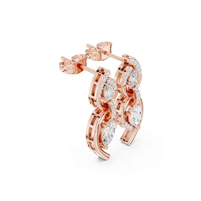 Pear Diamond Double Drop Earrings rose gold video