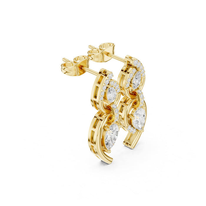 Pear Diamond Double Drop Earrings yellow gold video