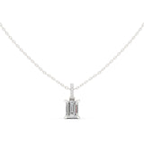Emerald Solitaire Lab Grown Diamond Necklace