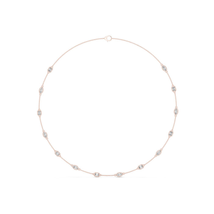 Emerald & Marquise Diamond Station Necklace rose gold video