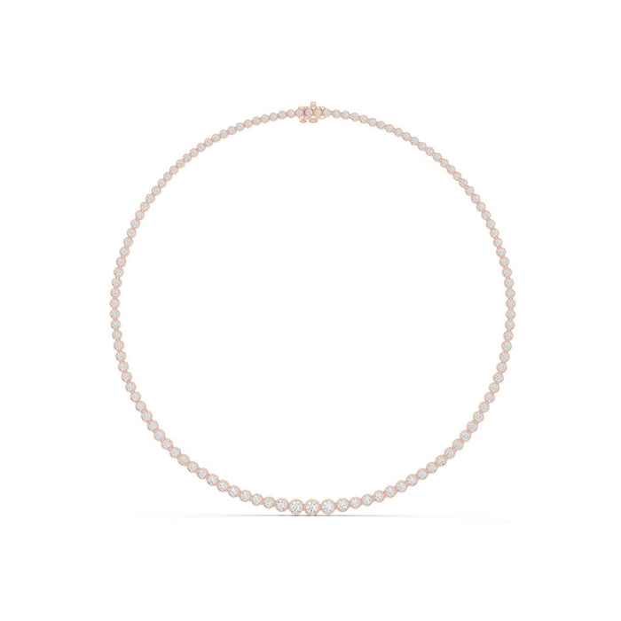 Bezel Set Graduated Diamond Tennis Necklace rose gold video