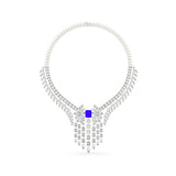 Royal Blue Diamond lab Fringe Necklace