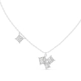 Emerald Lariat Lab Grown Diamond Necklace