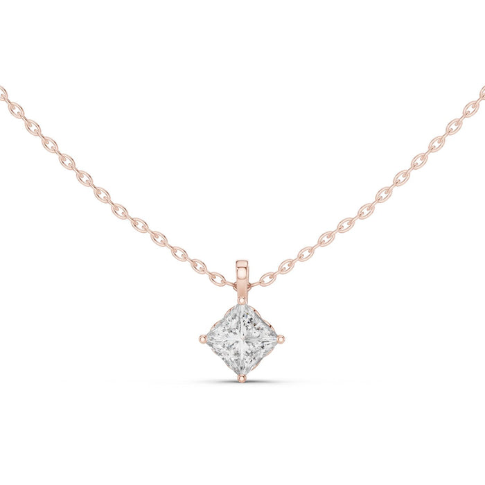 Kite Set Princess Cut Solitaire Pendant rose gold video