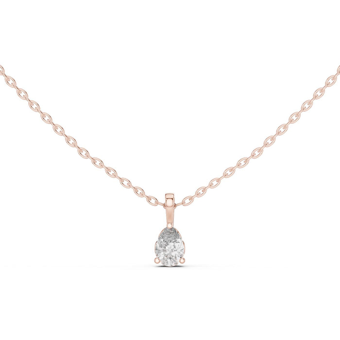 Dainty Elongated Pear Solitaire Pendant rose gold video