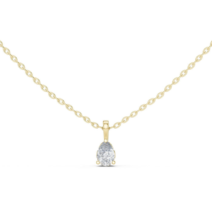 Dainty Elongated Pear Solitaire Pendant yellow gold video