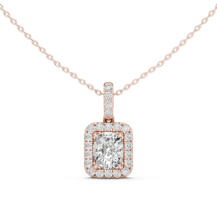 Elongated Cushion Halo Pendant rose gold video