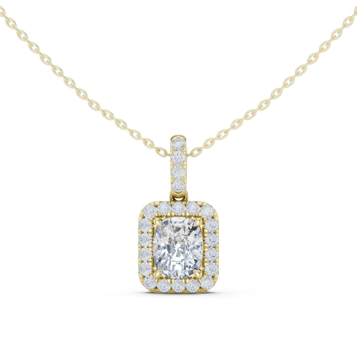 Elongated Cushion Halo Pendant yellow gold video