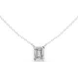 Emerald Solitaire Lab Grown Diamond Necklace
