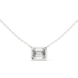 Emerald Solitaire Lab Grown Diamond Necklace