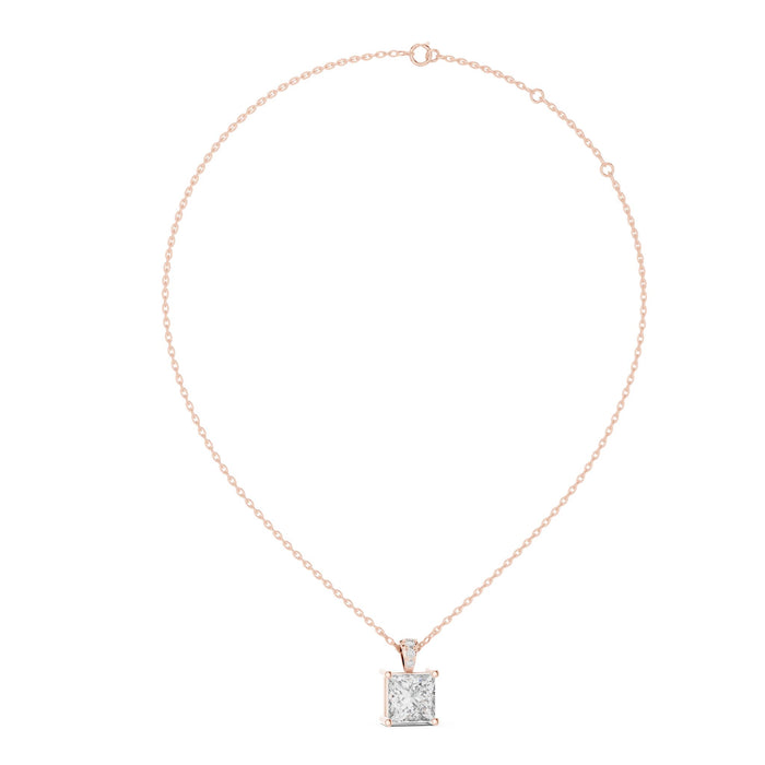 Princess Cut Solitaire Pendant with Accent Bail rose gold video