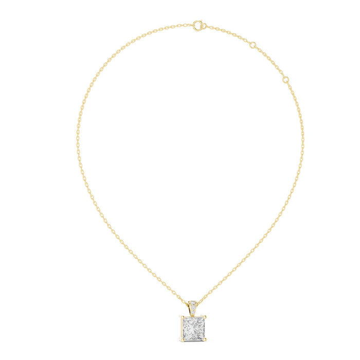 Princess Cut Solitaire Pendant with Accent Bail yellow gold video