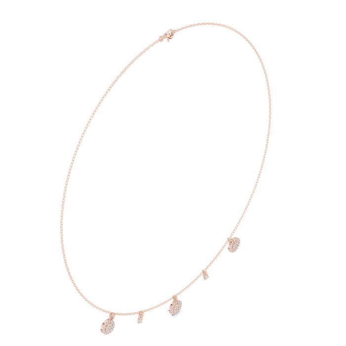 Diamond Cluster Charm Station Necklace rose gold video