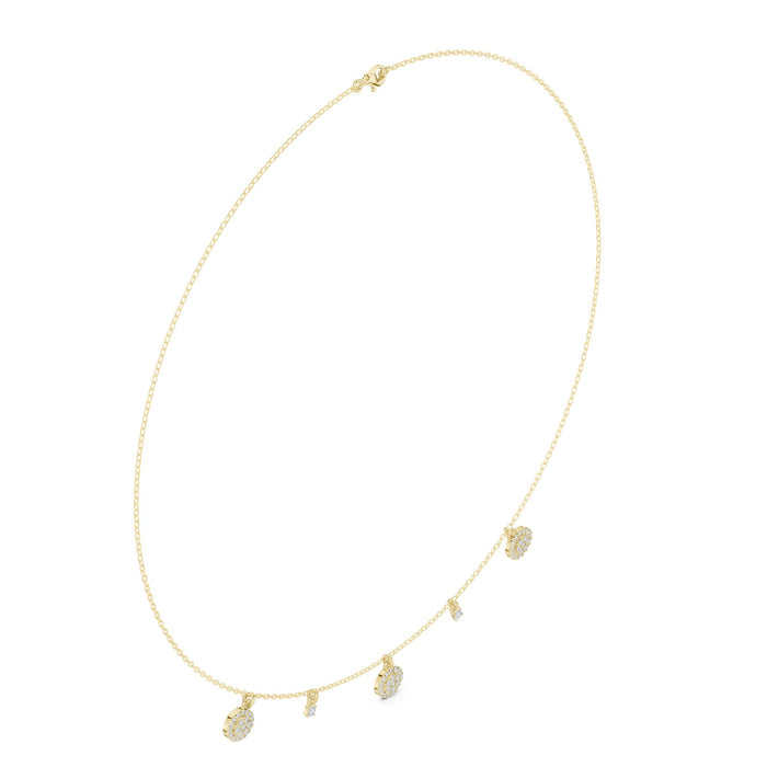 Diamond Cluster Charm Station Necklace yellow gold video