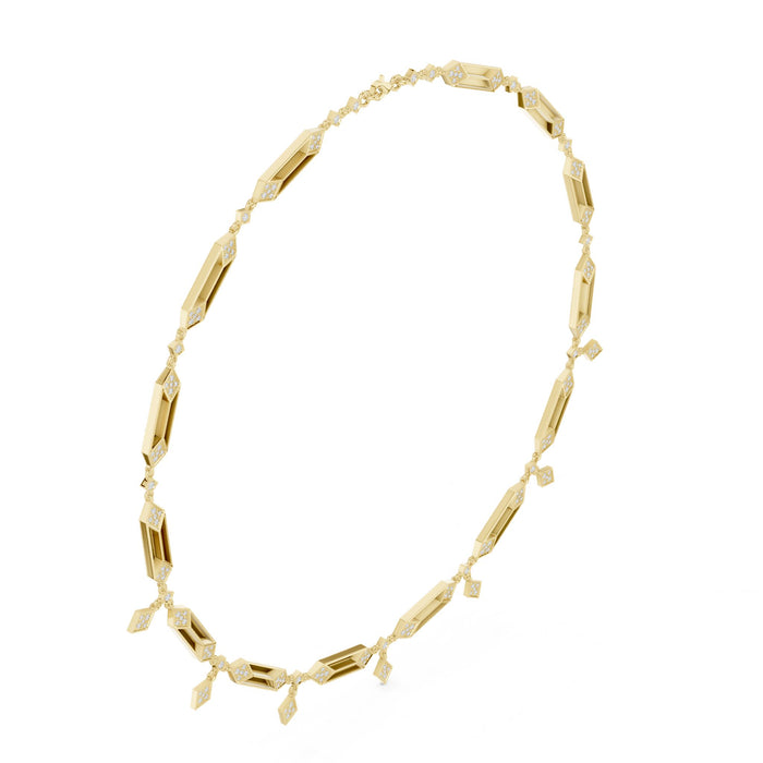 Round Station Lab Grown Diamond Necklace yellow gold video