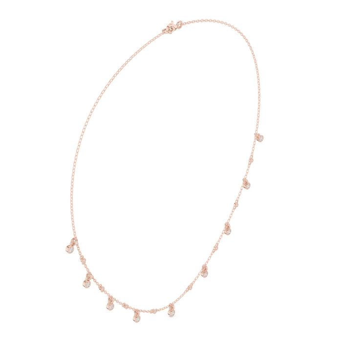 Bezel Diamond Dangle Station Necklace rose gold video