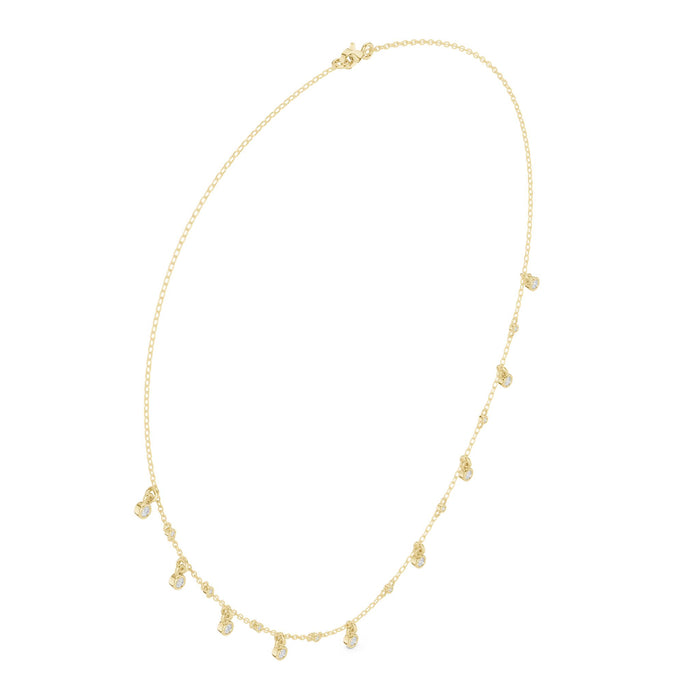 Bezel Diamond Dangle Station Necklace yellow gold video
