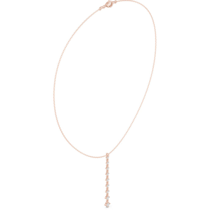 Graduated Round Diamond Line Drop Pendant rose gold video
