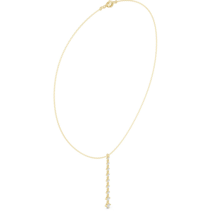 Graduated Round Diamond Line Drop Pendant yellow gold video