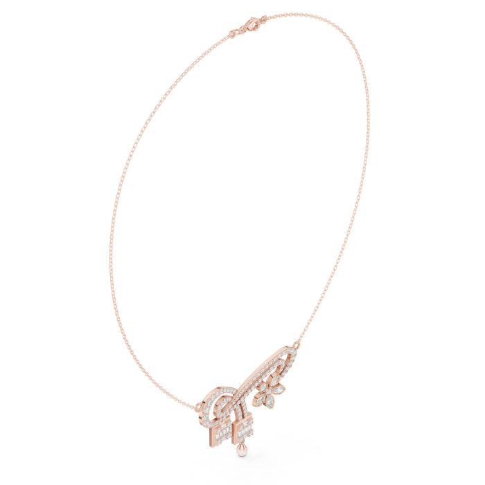 Diamond Scroll Flower Statement Pendant rose gold video
