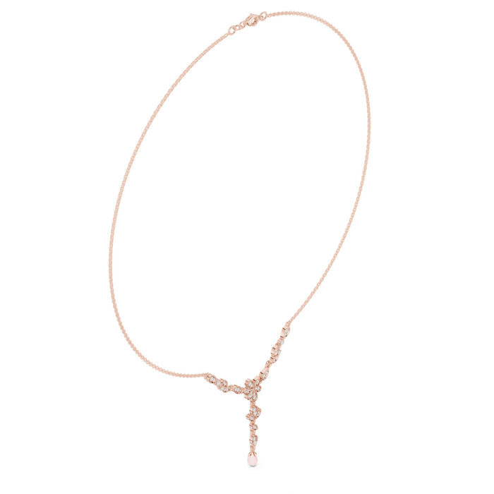 Diamond Leaf Vine Pearl Drop Y Pendant rose gold video