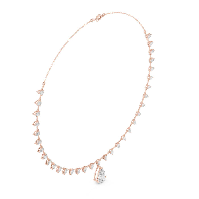 Pear Diamond Fringe Statement Drop Necklace rose gold video