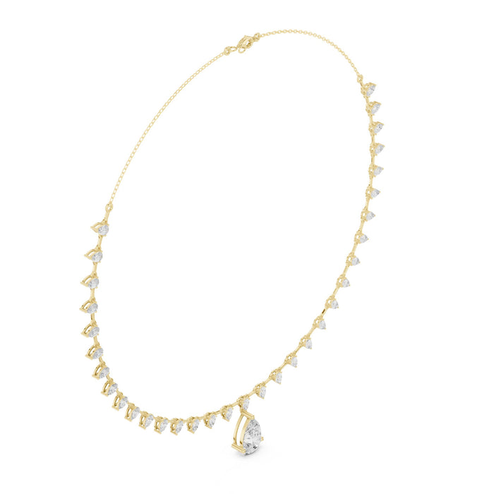 Pear Diamond Fringe Statement Drop Necklace yellow gold video