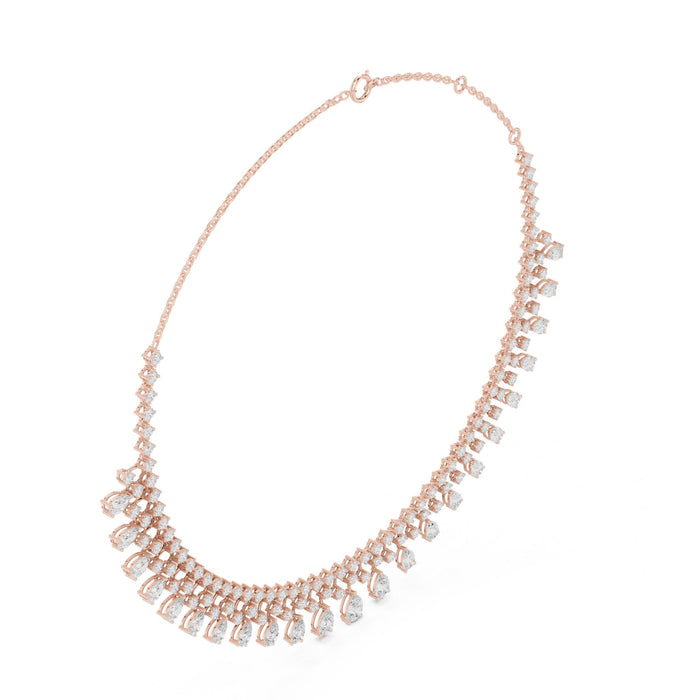 Round and Pear Diamond Fringe Collar Necklace rose gold video