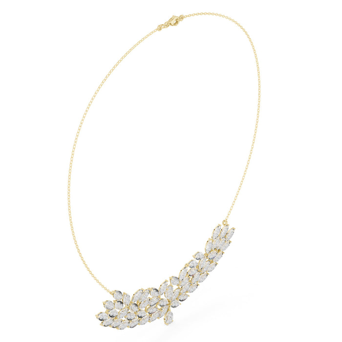 Diamond Leaf Cluster Bib Pendant yellow gold video