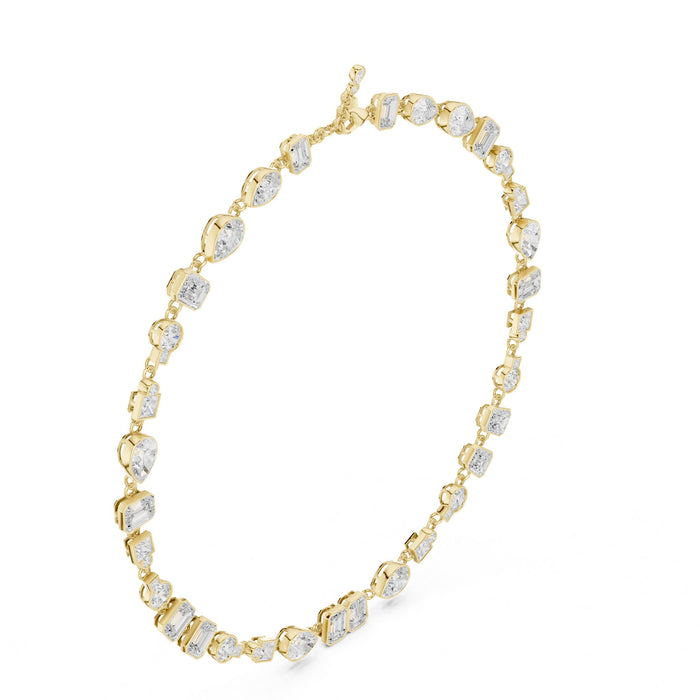 Mixed Shape Bezel Station Necklace yellow gold video