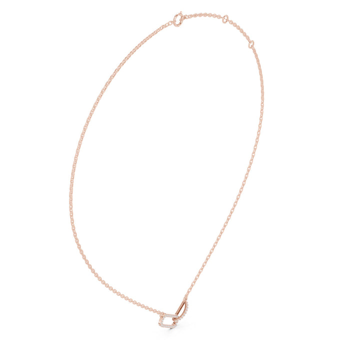 Diamond Paperclip Link Bar Pendant rose gold video