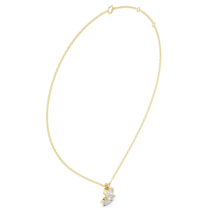 Round and Marquise Two Stone Pendant yellow gold video