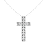 Emerald Cut Diamond Cross Pendan