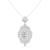 Oval Solitaire Floral Marquise Pendant