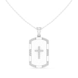 Round Pendant Lab Grown Diamond Cross Necklace