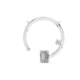 Open Circle Emerald Cut Diamond Earring
