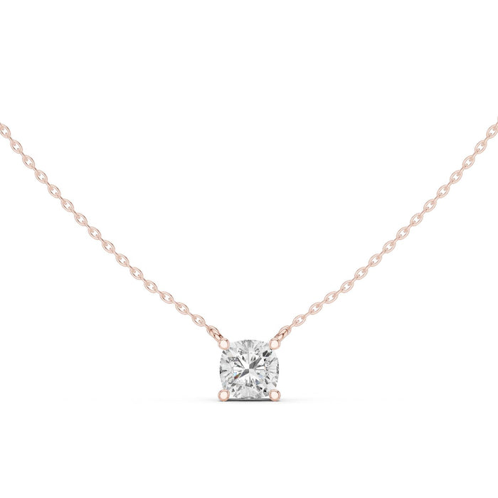 Cushion Cut Diamond Solitaire Pendant rose gold video