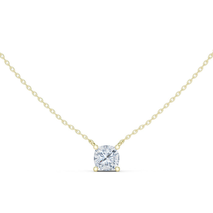 Cushion Cut Diamond Solitaire Pendant yellow gold video