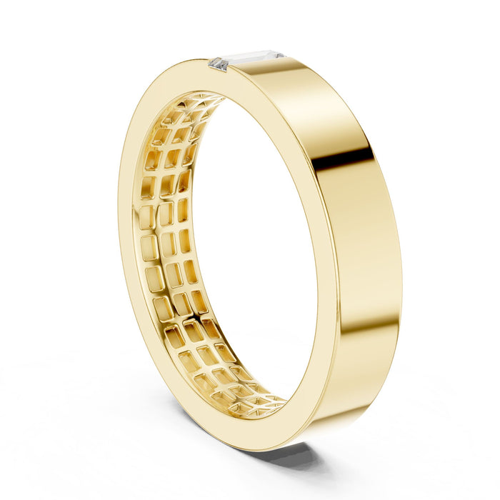 Emerald Solitaire Lab Grown Diamond Wedding Band yellow gold video