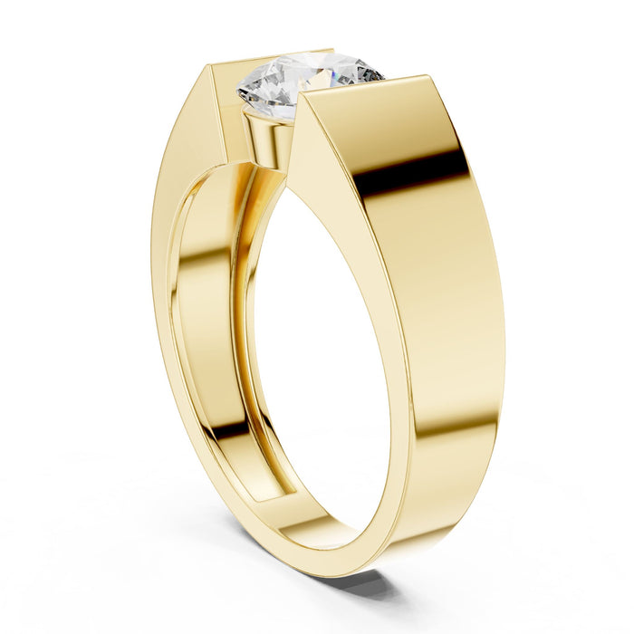 Round Solitaire Lab Grown Diamond Wedding Band yellow gold video